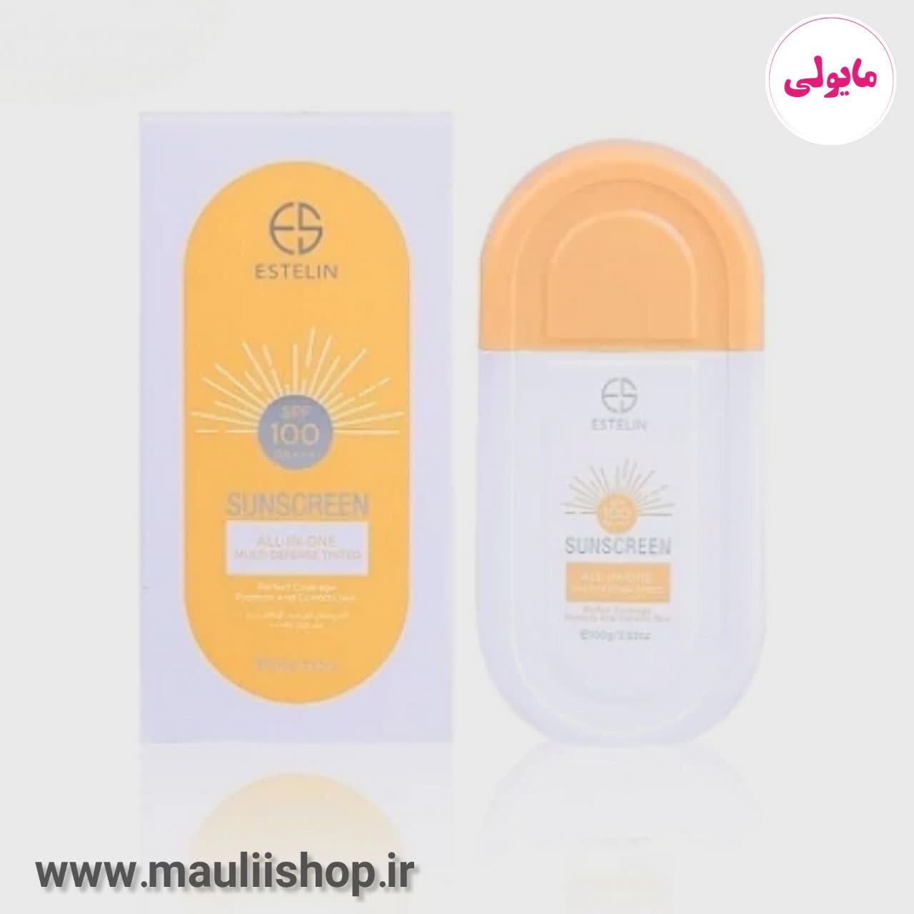 کرم ضدآفتاب رنگی استلین SPF100 فلوئیدی حجم صدمیل اورجینال